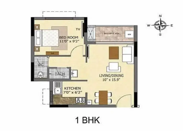 Featured Image of Prestige Sarjapur Road 1 BHK Floor Plan